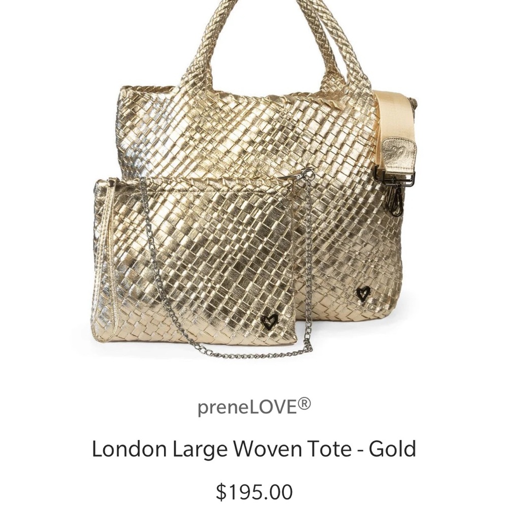Large Gold Woven Tote with Sturdy Handles